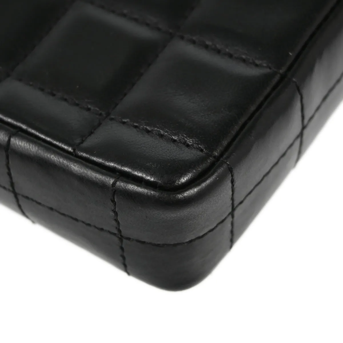 Chanel Black Lambskin Choco Bar East West Shoulder Bag