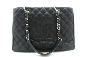 CHANEL Caviar GST 13" Grand Shopping Tote Chain Shoulder Bag Black