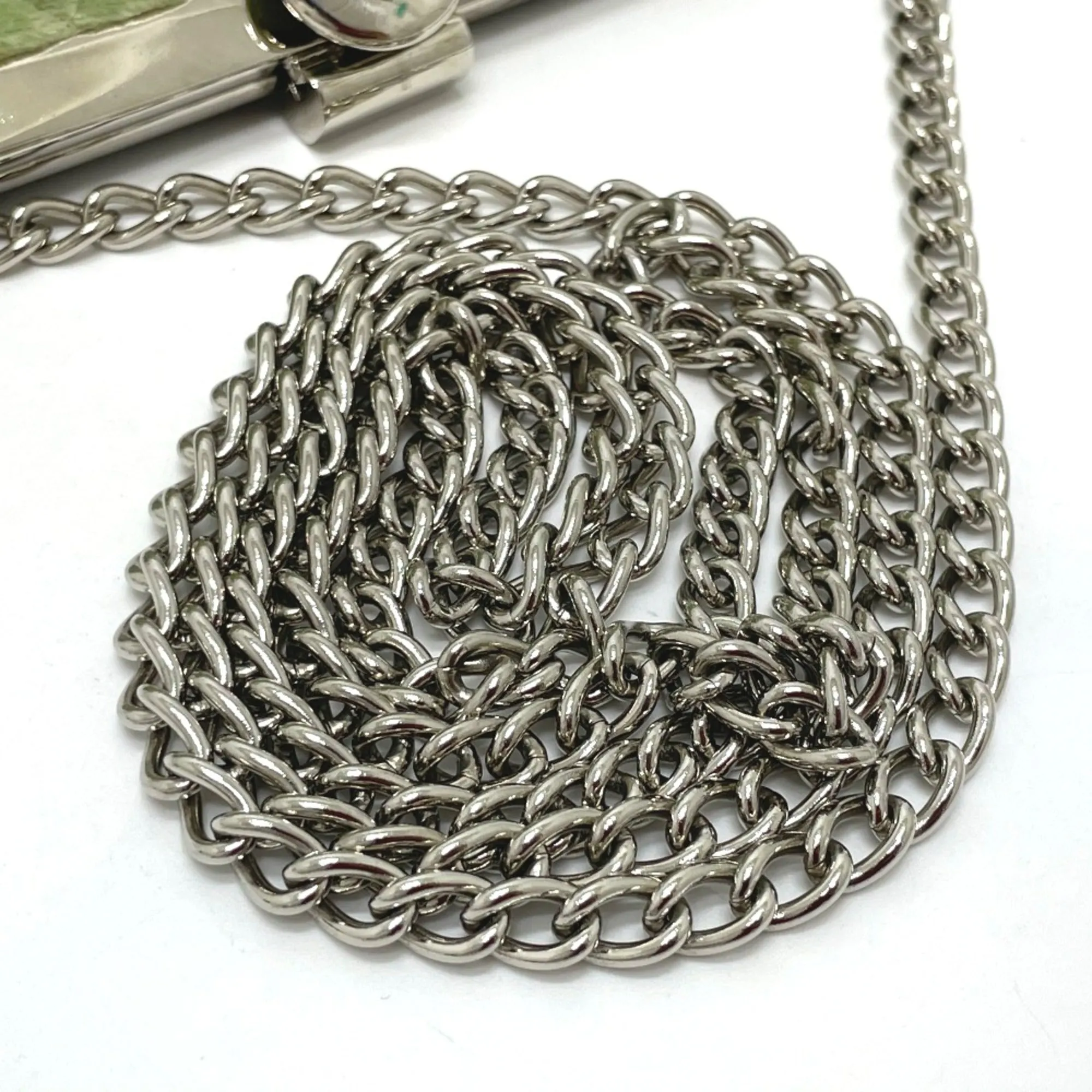 Chanel CC Mark Kisslock Bag Chain Shoulder Bag Green x SilverHardware