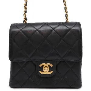 Chanel Chain Shoulder Bag Matelasse Coco Mark Calf Leather AS3648 CHANEL Black