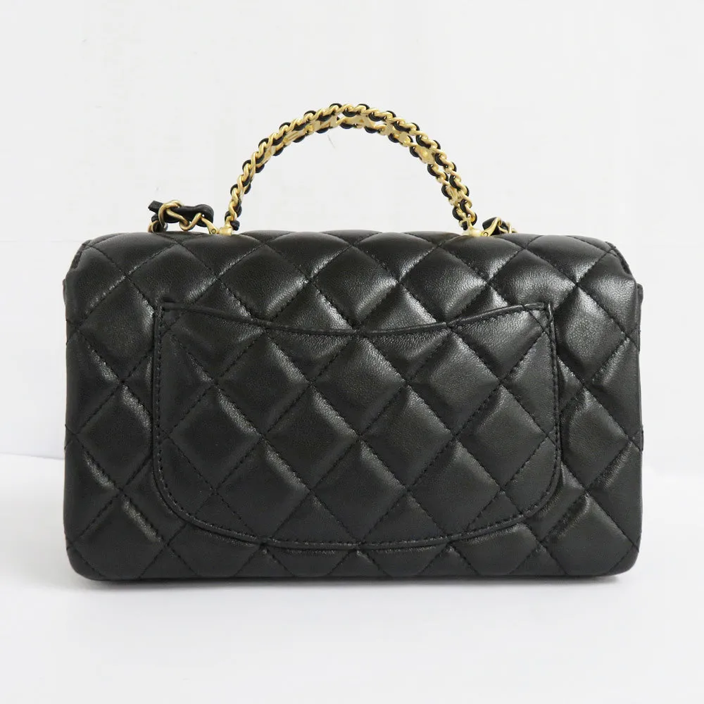 CHANEL CHANEL Top Handle Flap Bag AS4530 Black G  Chain Shoulder Bag  Coco Black 24C Logo Handle Leather