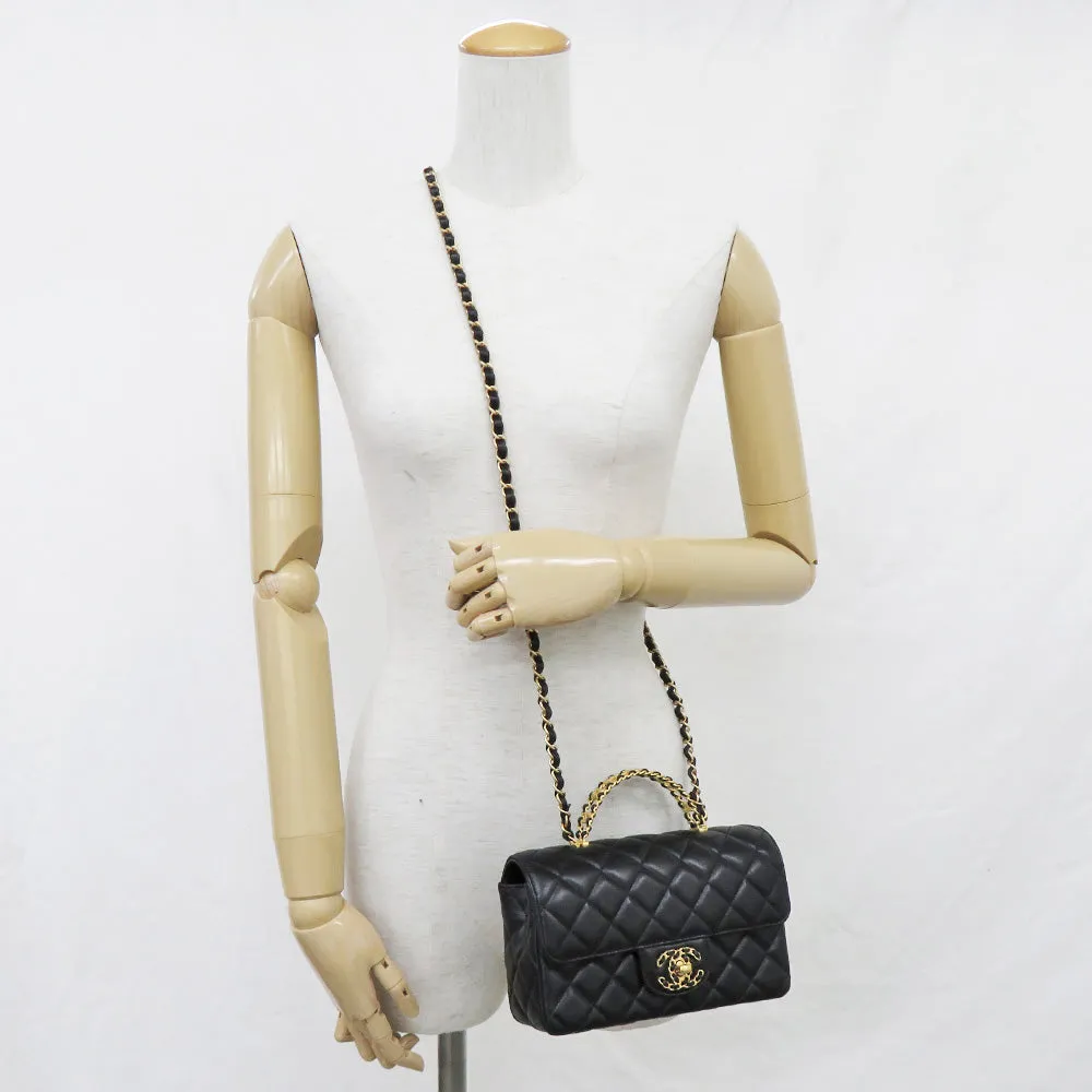 CHANEL CHANEL Top Handle Flap Bag AS4530 Black G  Chain Shoulder Bag  Coco Black 24C Logo Handle Leather