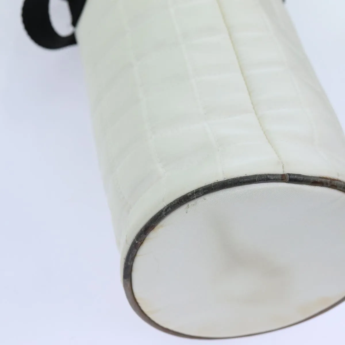 CHANEL Choco Bar Sports Line Shoulder Bag Nylon White CC Auth 70955