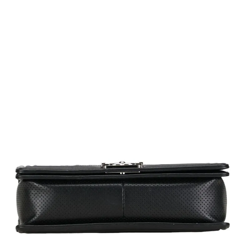 Chanel Large Perforated Leather Le Boy Flap Bag Leather Shoulder Bag in Good condition