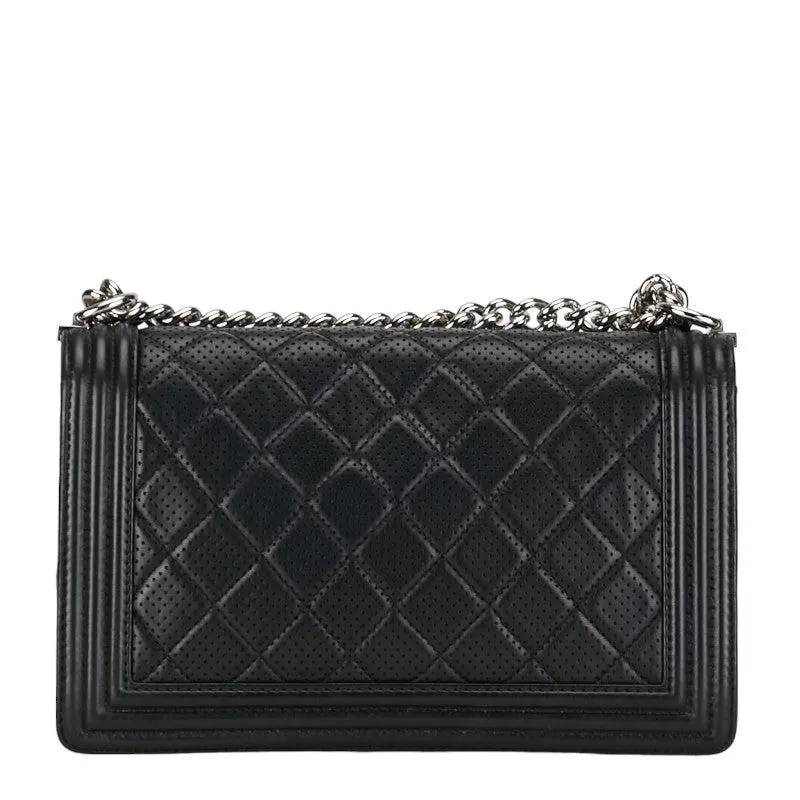 Chanel Large Perforated Leather Le Boy Flap Bag Leather Shoulder Bag in Good condition