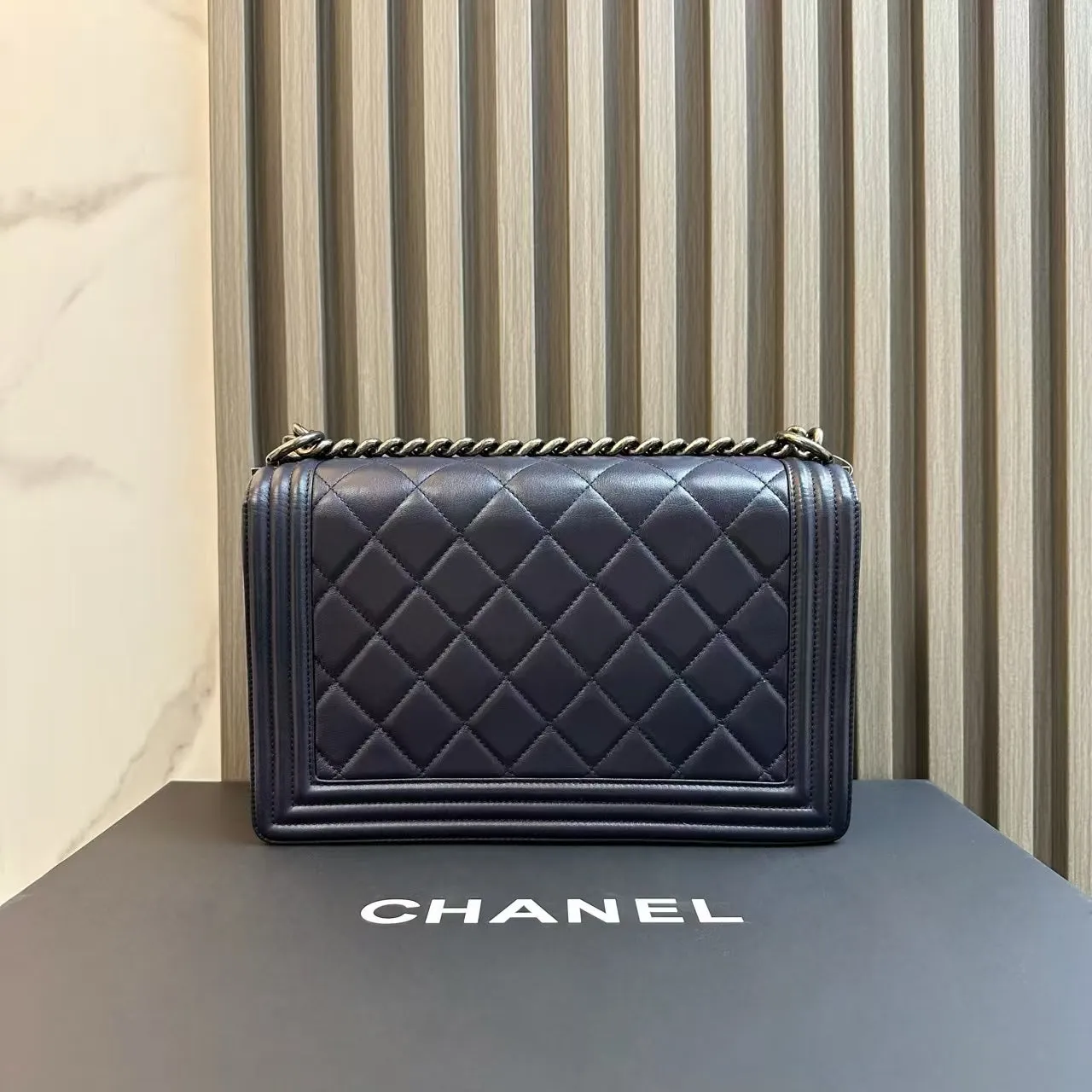Chanel Le Boy Navy Quilted Shoulder Bag
