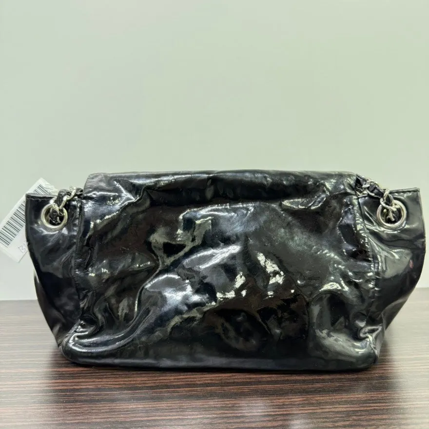 Chanel Patent Leather Chain Shoulder Bag in Black - Preloved LB109951
