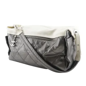 CHANEL Shoulder Bag A34206 Coated canvas Silver Matrasse one belt Paris Biarritz Women Used