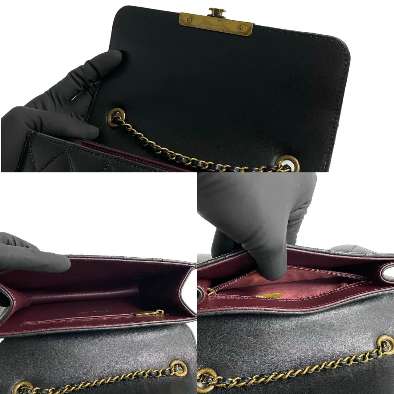 CHANEL Shoulder Bag lambskin black COCO Mark Matrasse Women Used
