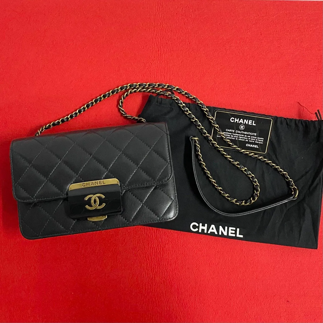CHANEL Shoulder Bag lambskin black COCO Mark Matrasse Women Used
