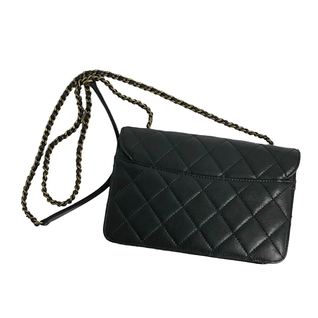 CHANEL Shoulder Bag lambskin black COCO Mark Matrasse Women Used