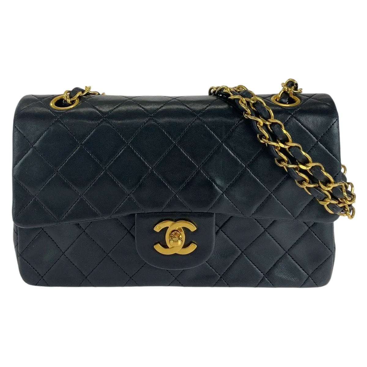 CHANEL Shoulder Bag lambskin Black GoldMetal Matrasse COCO Mark Turnlock Women Used