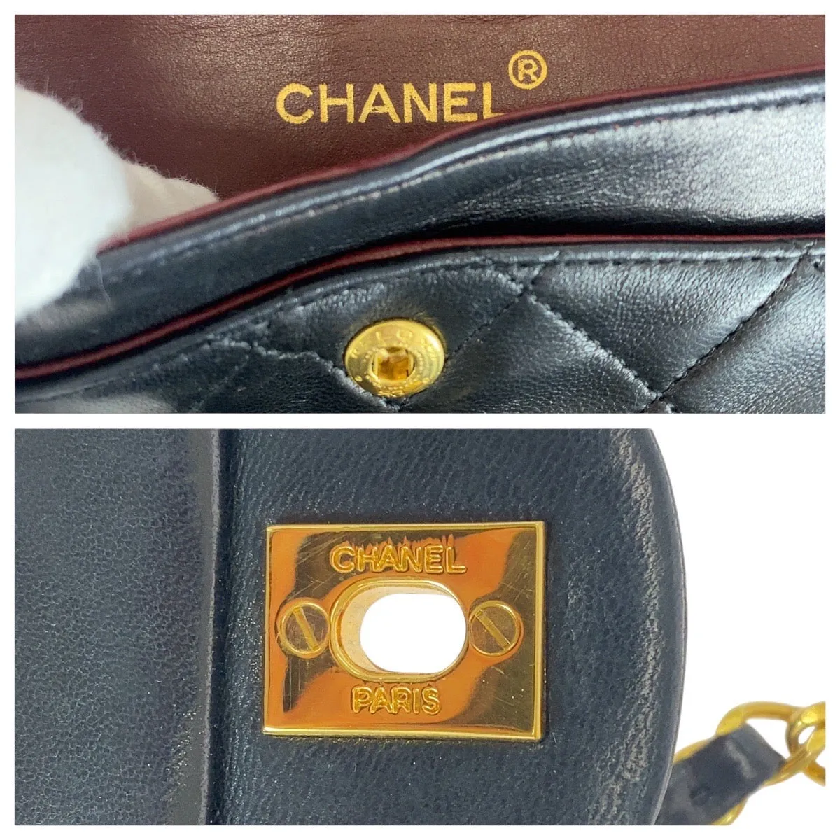 CHANEL Shoulder Bag lambskin Black GoldMetal Matrasse COCO Mark Turnlock Women Used