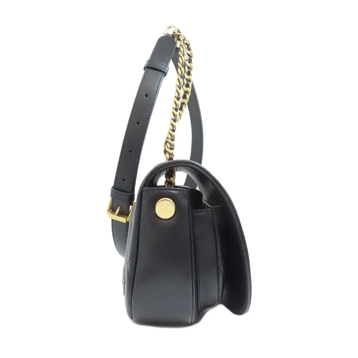CHANEL Shoulder Bag lambskin black Matelasse ChainShoulder Gold Metal
