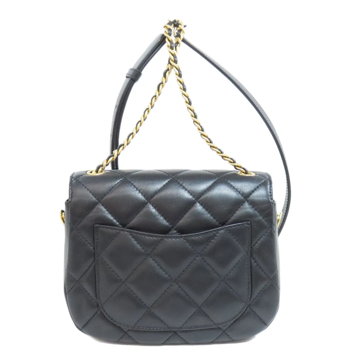 CHANEL Shoulder Bag lambskin black Matelasse ChainShoulder Gold Metal