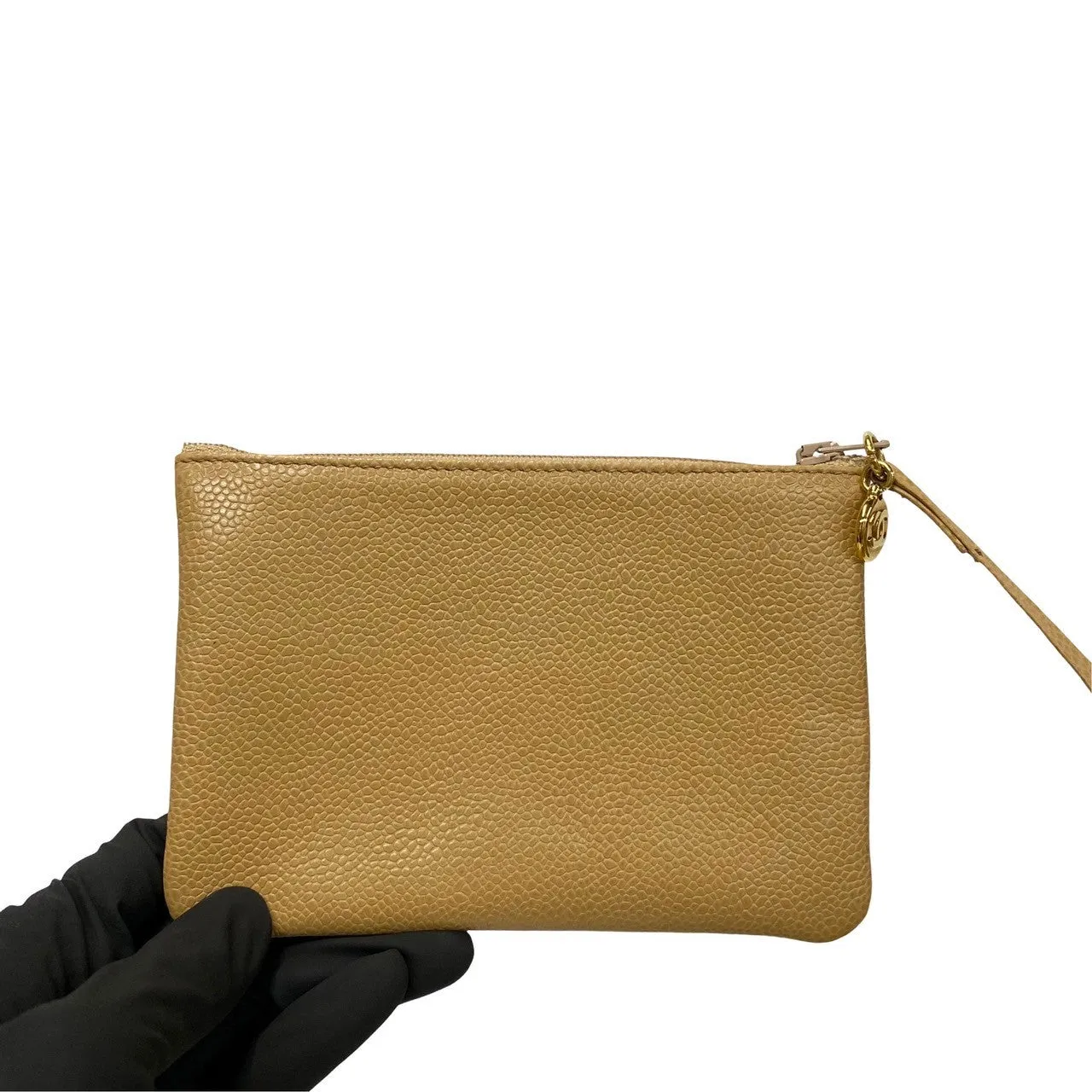 CHANEL Shoulder Bag Matt caviar skin beige