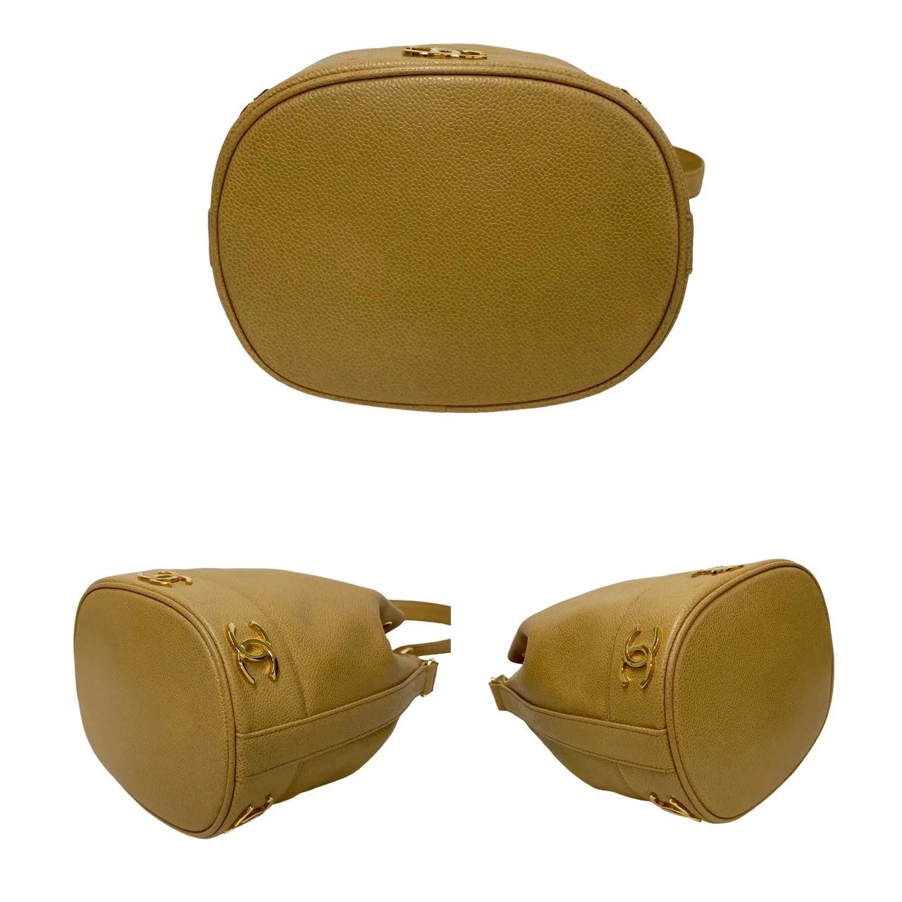 CHANEL Shoulder Bag Matt caviar skin beige