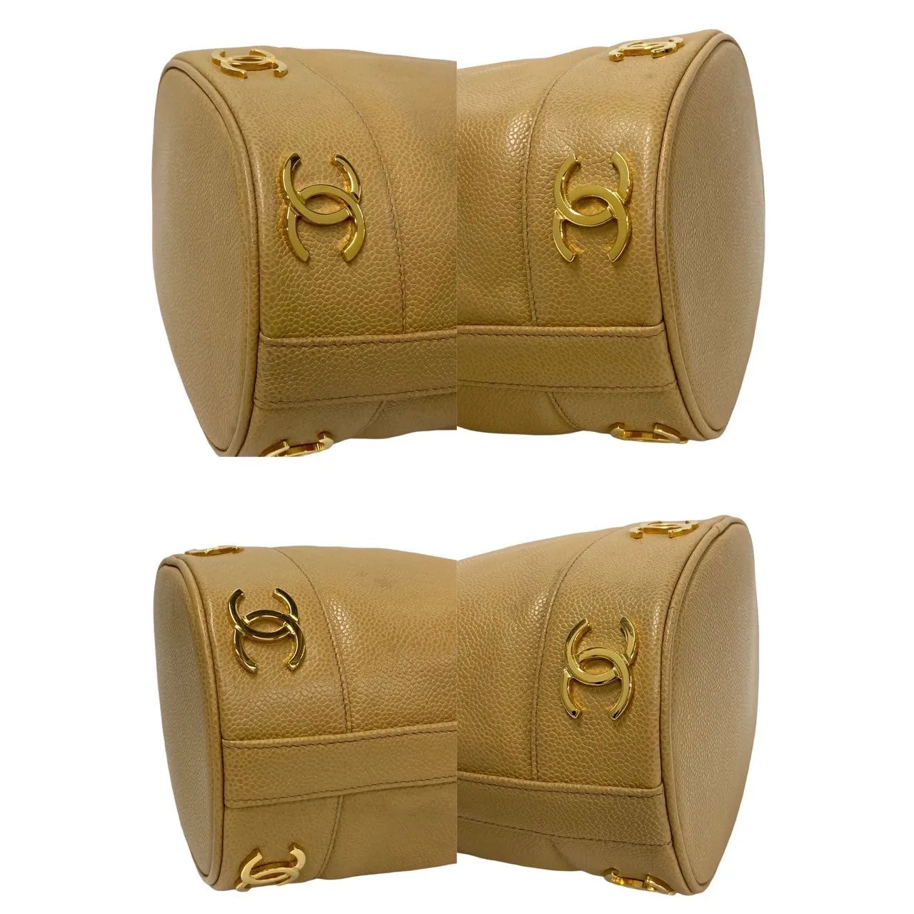 CHANEL Shoulder Bag Matt caviar skin beige