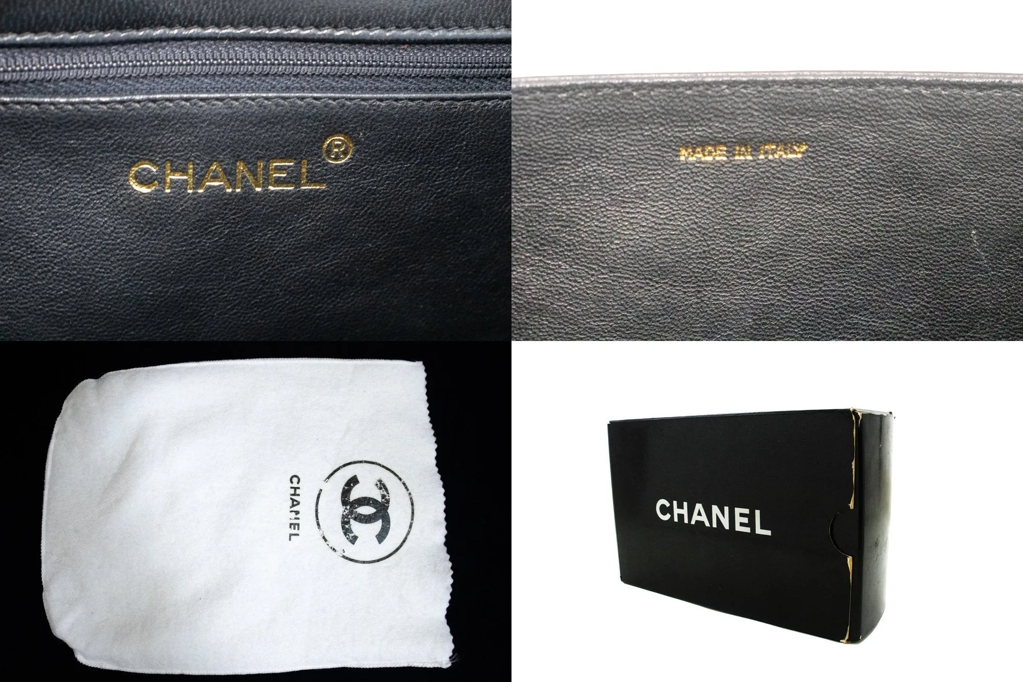 CHANEL Vintage Full Flap Chain Shoulder Bag Black Quilted Lambskin