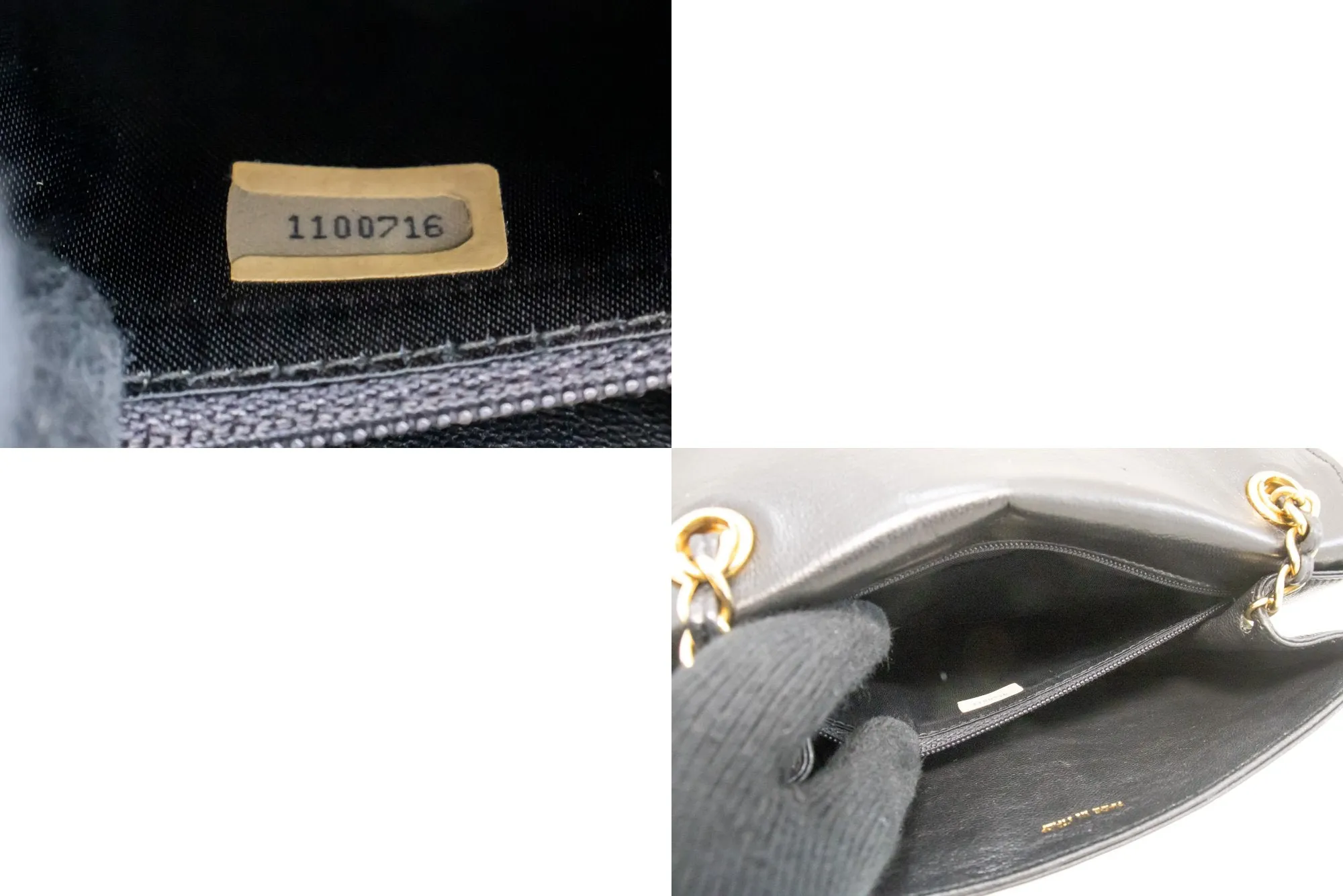 CHANEL Vintage Full Flap Chain Shoulder Bag Black Quilted Lambskin