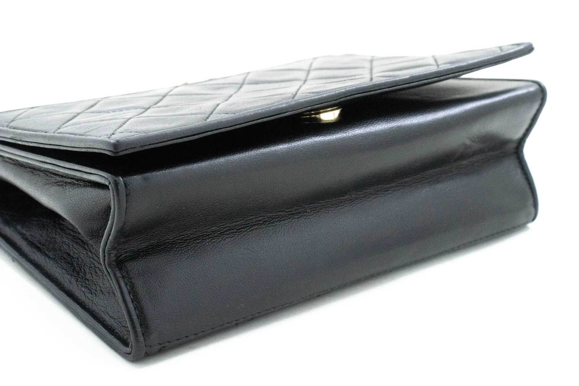 CHANEL Vintage Full Flap Chain Shoulder Bag Black Quilted Lambskin
