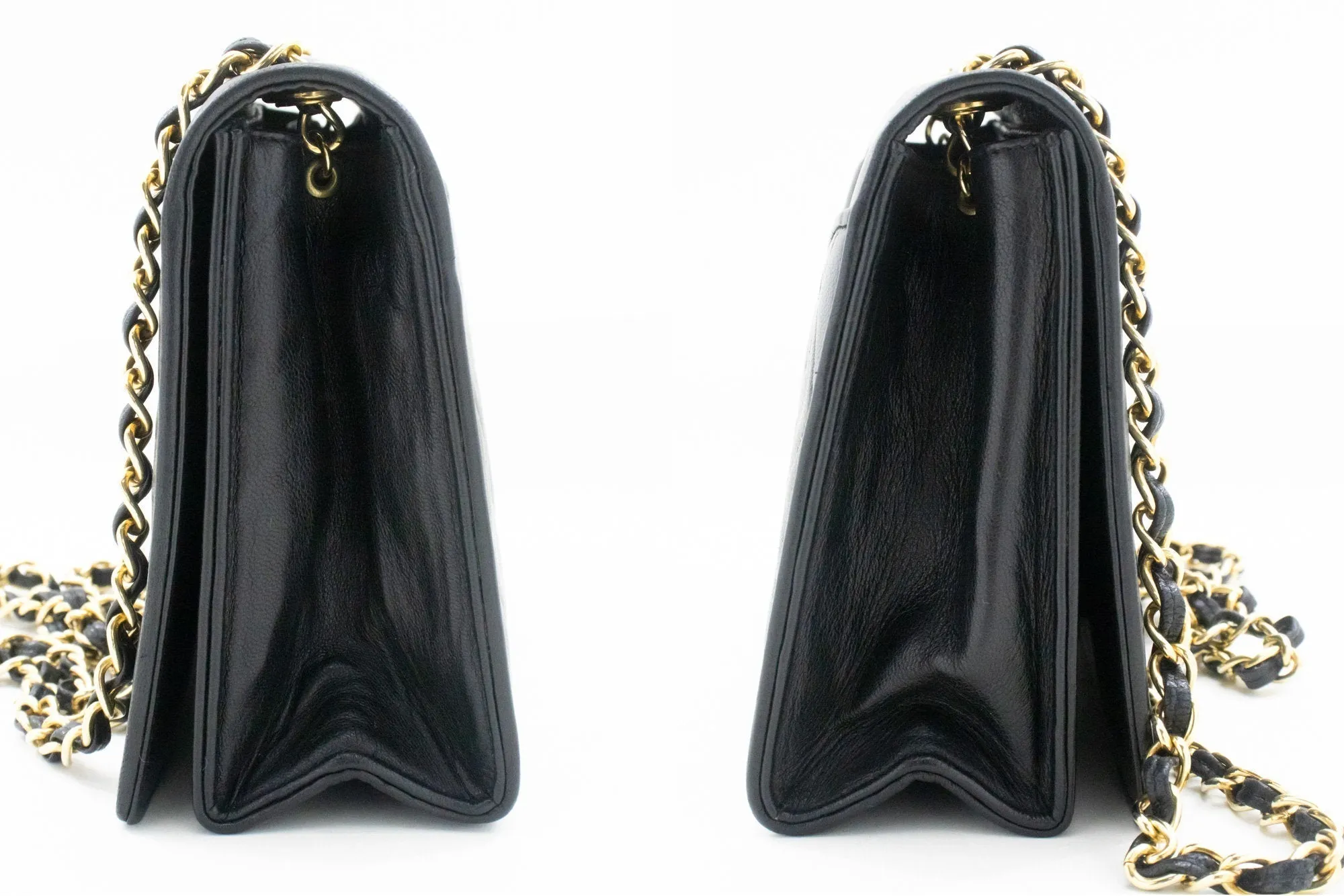CHANEL Vintage Full Flap Chain Shoulder Bag Black Quilted Lambskin