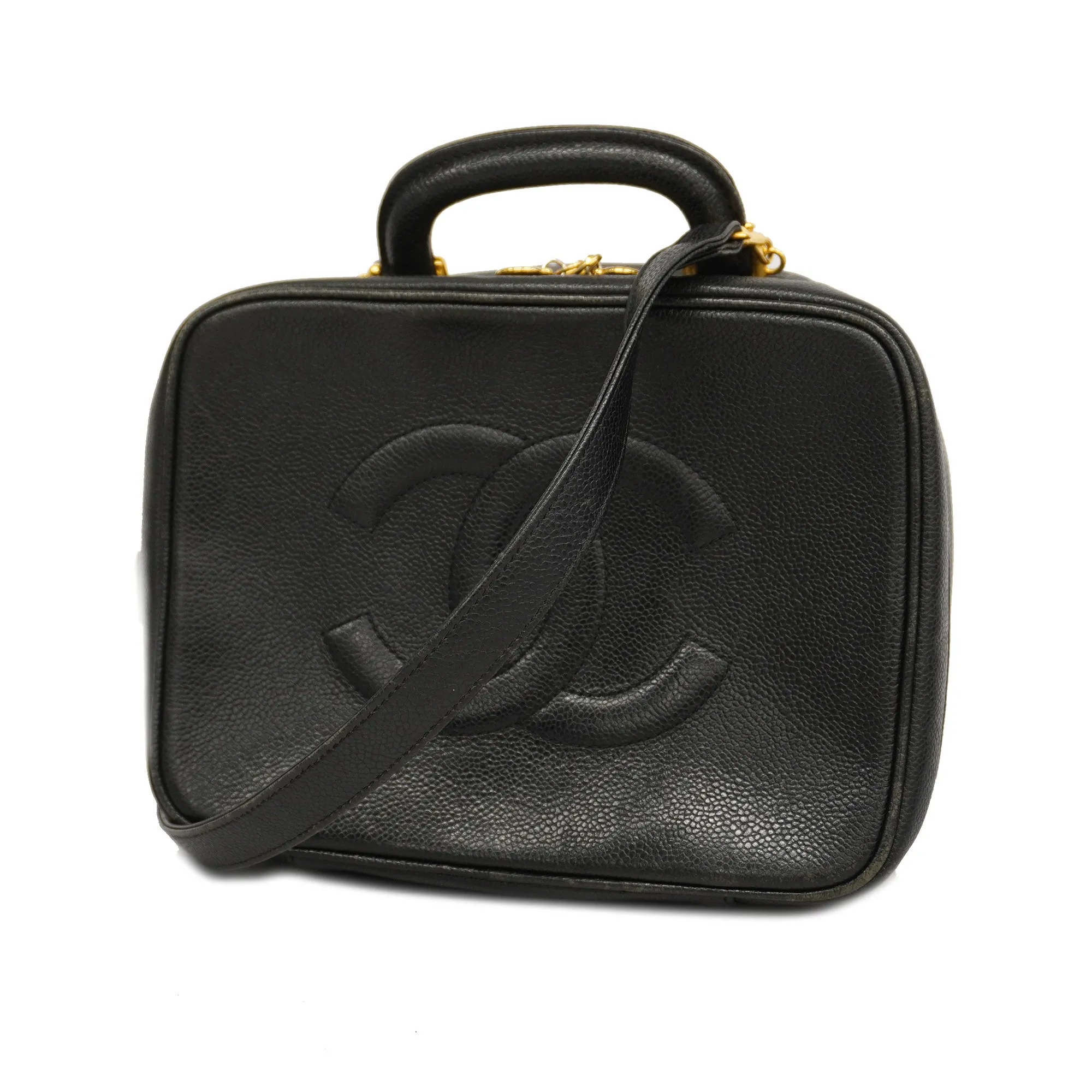ChanelAuth  2WAY Bag Women's Caviar Leather HandBag,Shoulder Bag Black
