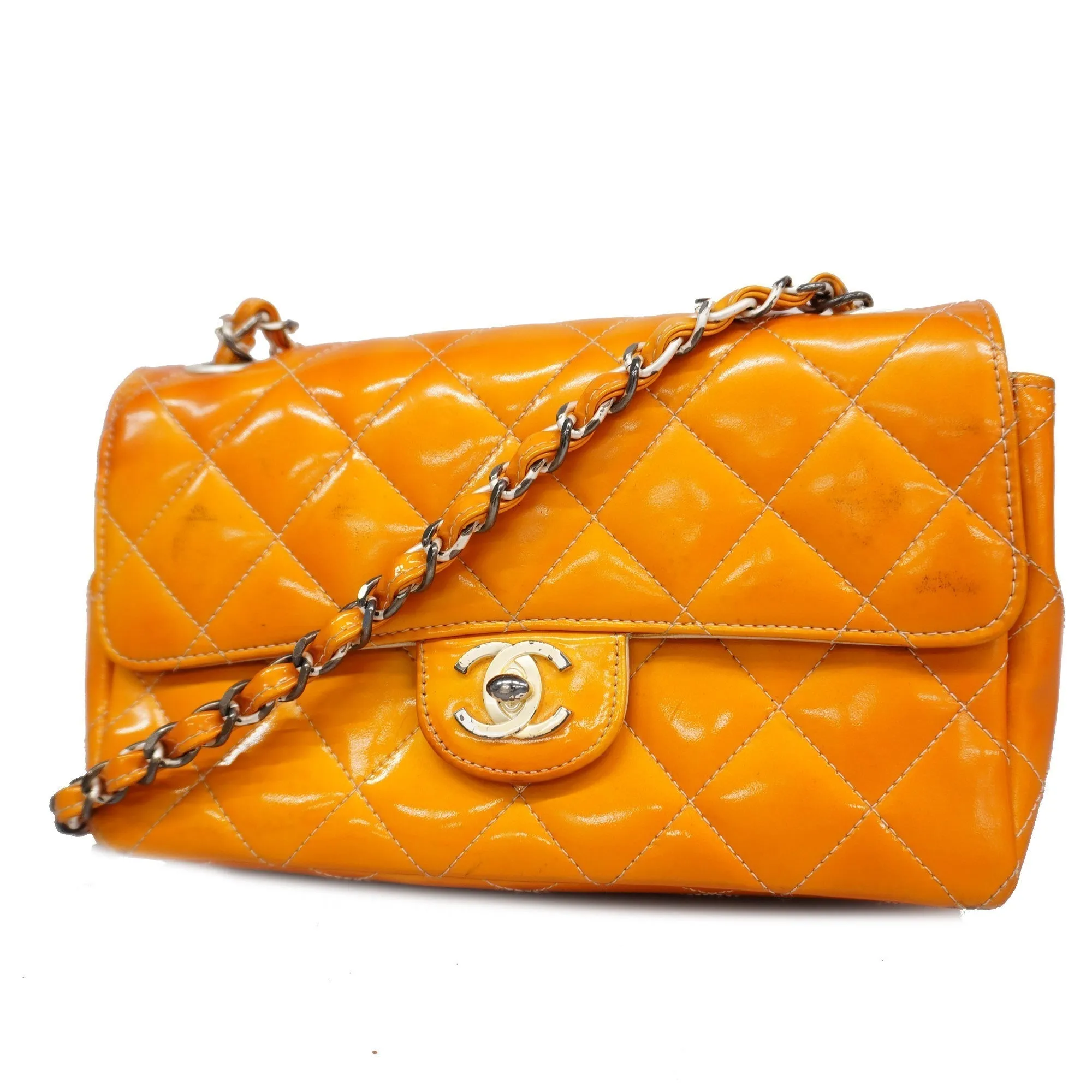 ChanelAuth  Matelasse Chain Shoulder Bag Lambskin Women's Patent Leather