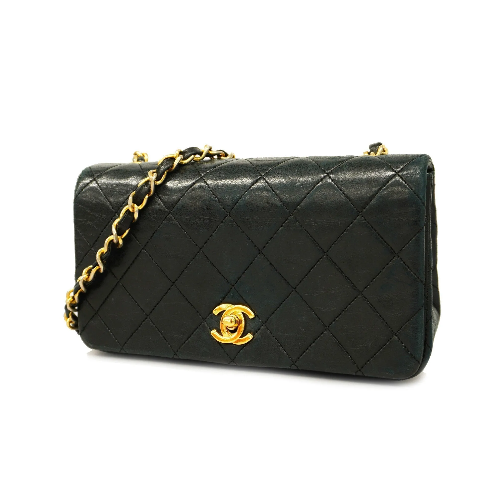 ChanelAuth  Matelasse Chain Shoulder Women's Leather Shoulder Bag Black