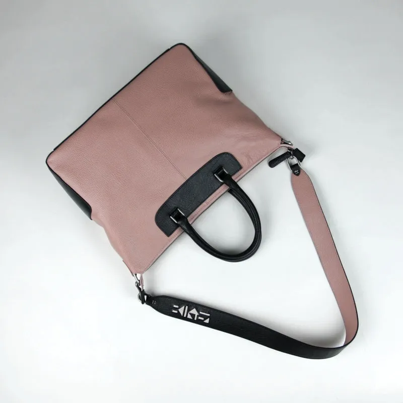 Classic Large Womens Gray Leather Work Handbag Purse Leather Shoulder Purse Bag for Ladies
