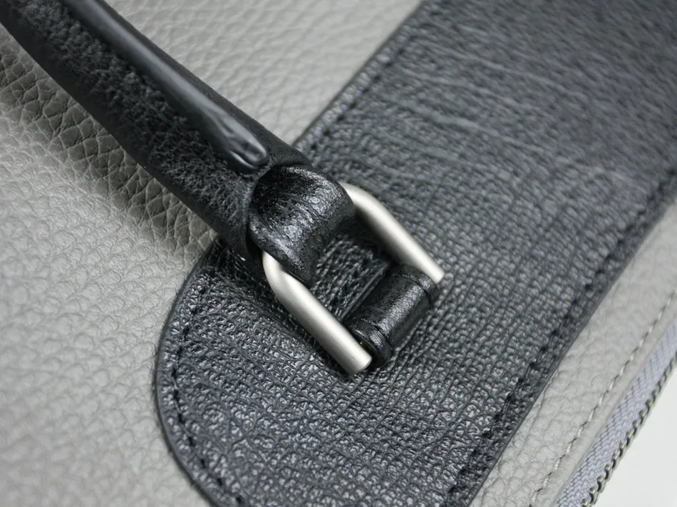 Classic Large Womens Gray Leather Work Handbag Purse Leather Shoulder Purse Bag for Ladies