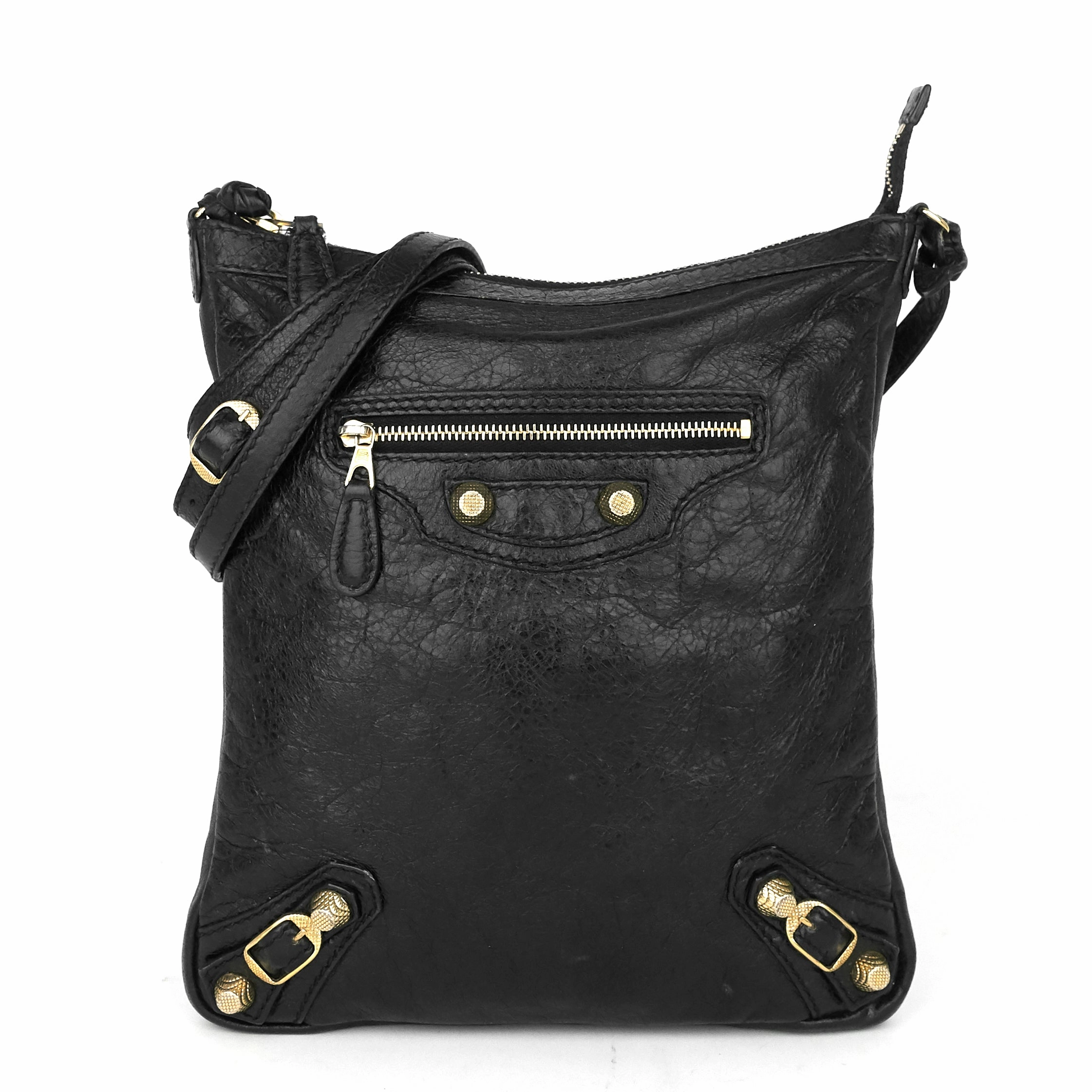 Classic Studs Flat Crossbody Agneau Leather Bag