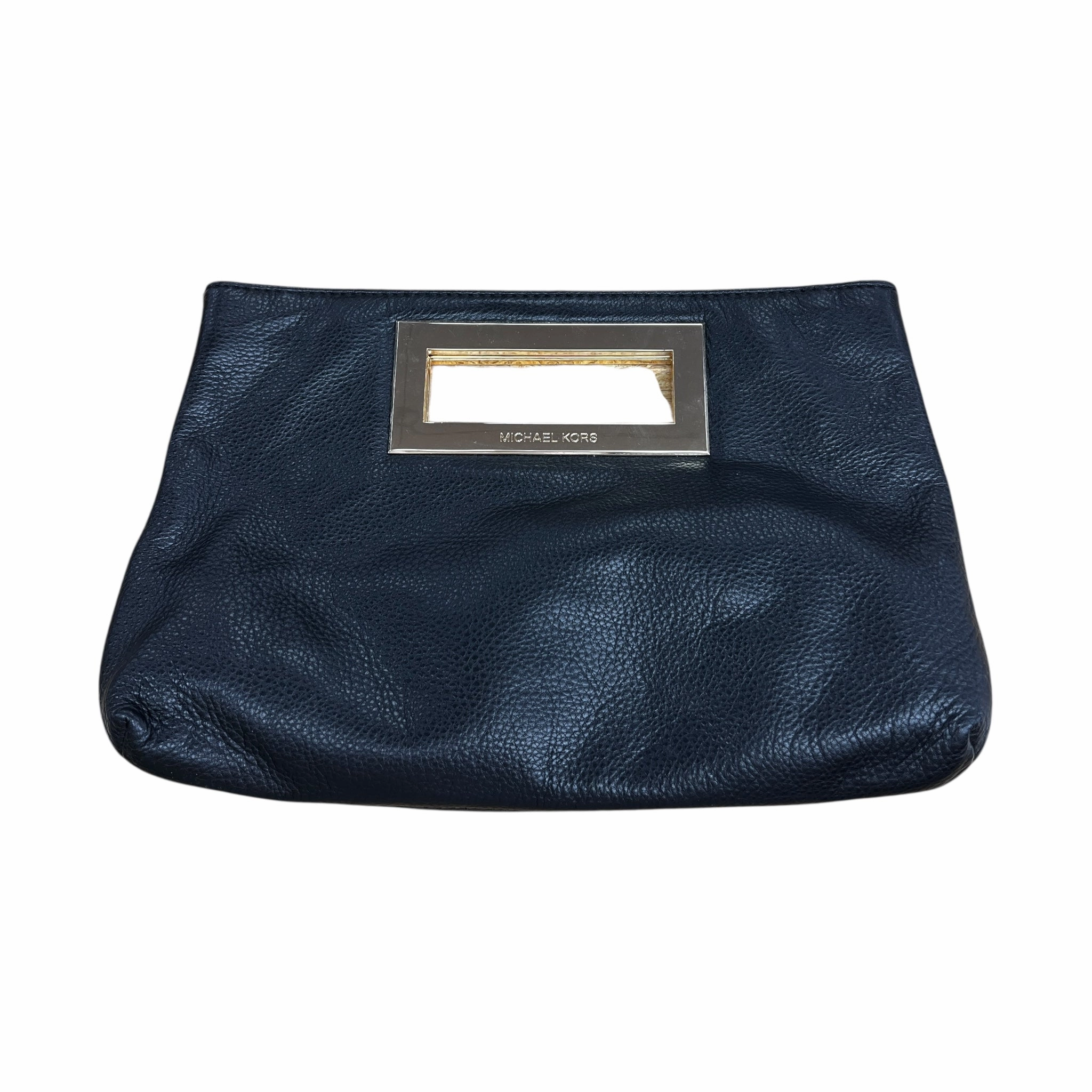 Clutch Designer By Michael Kors In Black & Gold, Size:Medium