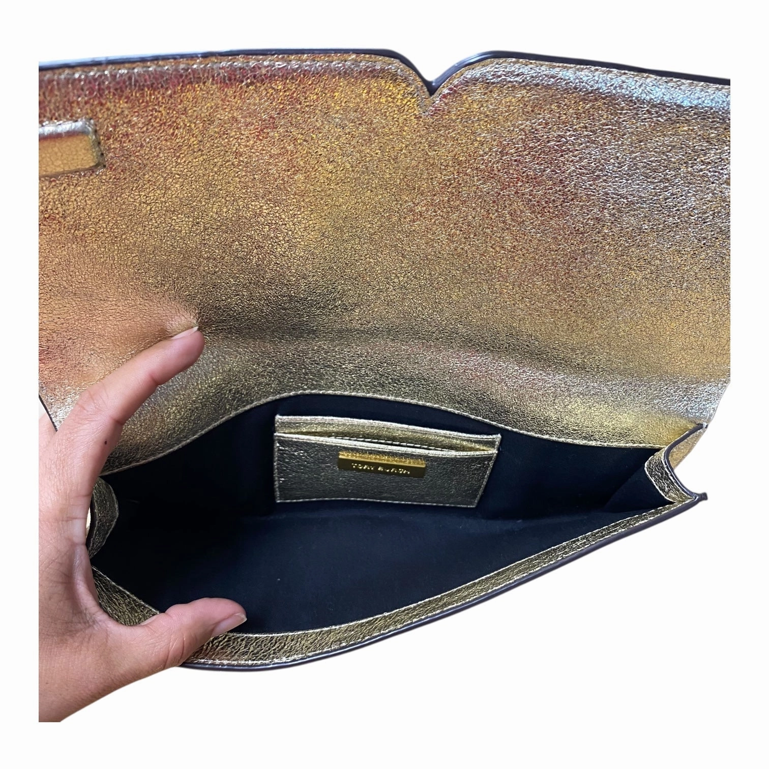Clutch Designer By Tory Burch In Gold, Size:Medium