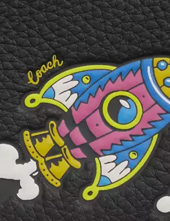 Coach Cosmic Coach Zip Card Case With Rocket Print