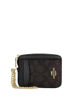 Coach Zip Card Case In Signature Canvas