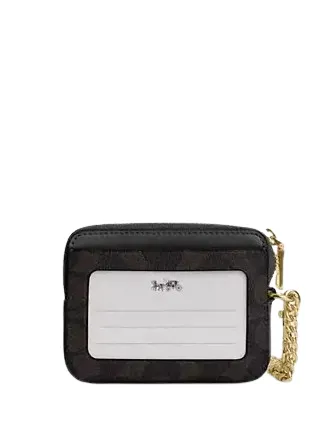 Coach Zip Card Case In Signature Canvas