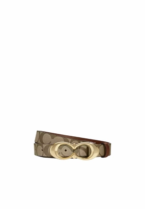 Coach Buckle Belt Signature in Small Size In Khaki CA253
