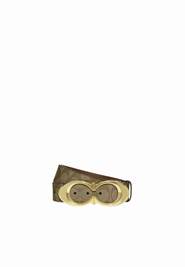 Coach Buckle Belt Signature in Small Size In Khaki CA253