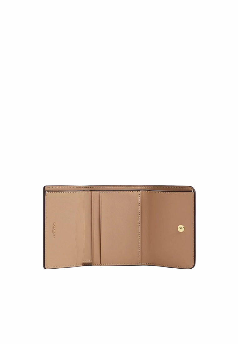 Coach Card Holder Wallet Blocked Signature Canvas In Sand Tan CZ446