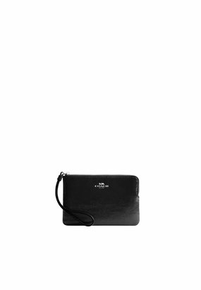 Coach Corner Zip Wristlet In Black CW855