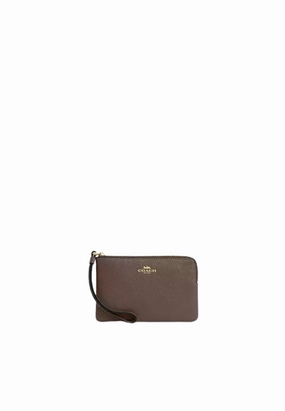 Coach Corner Zip Wristlet In Dark Stone CP483