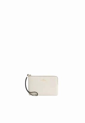 Coach Corner Zip Wristlet In Pearl CW855