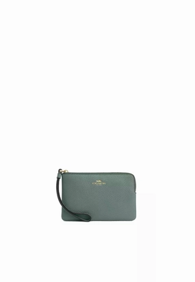 Coach Corner Zip Wristlet In Sage CP483