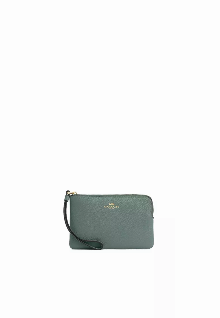 Coach Corner Zip Wristlet In Sage CP483