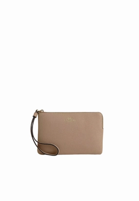 Coach Corner Zip Wristlet In Taupe CV396