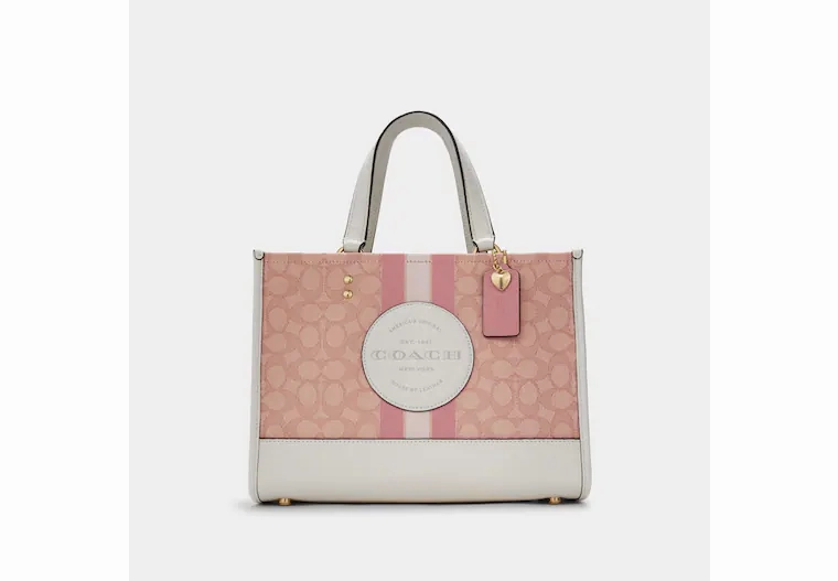 Coach Dempsey Carryall In Signature Jacquard With Coach Patch And Heart Charm