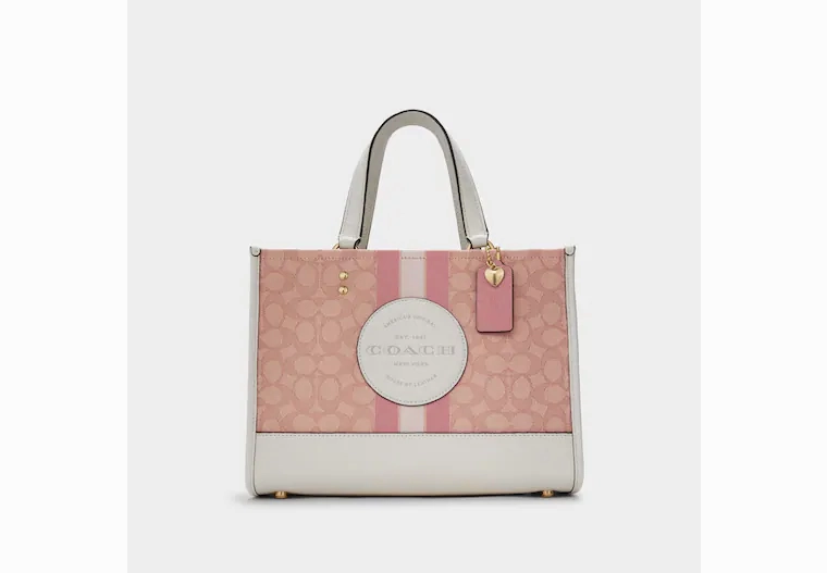 Coach Dempsey Carryall In Signature Jacquard With Coach Patch And Heart Charm