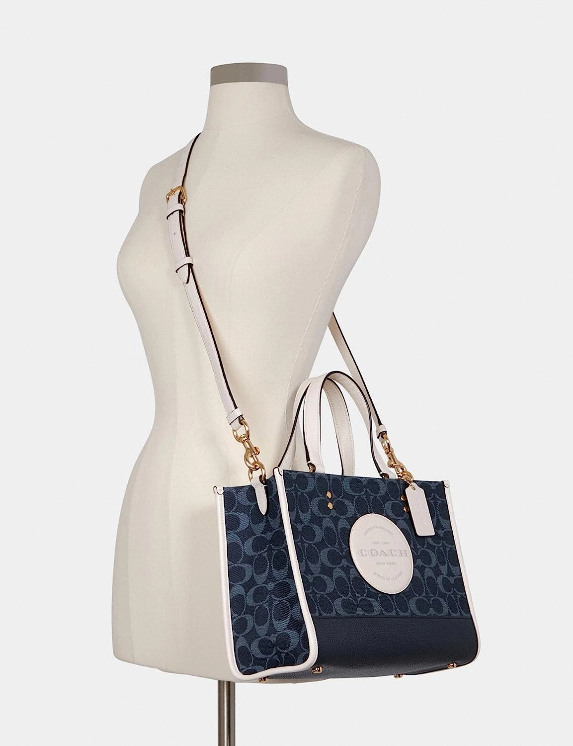 Coach Dempsey Tote  In Signature Denim With Coach Patch