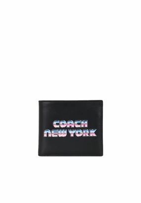 Coach Double Billfold C3412 With New York Graphic Wallet In Black